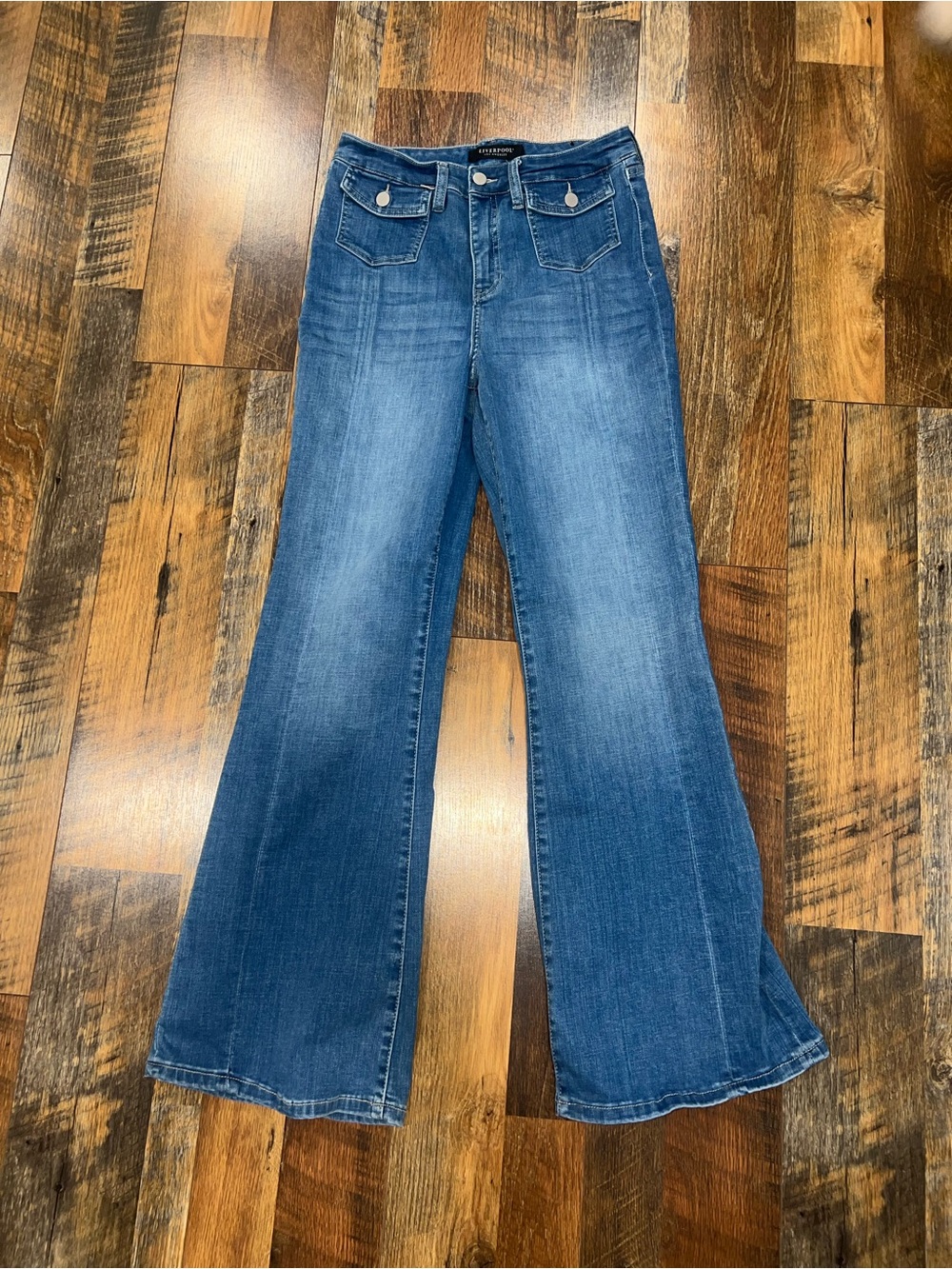 High-Rise Blue Flare Jeans for Women